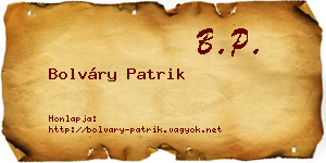 Bolváry Patrik névjegykártya