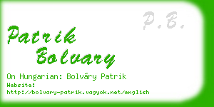 patrik bolvary business card